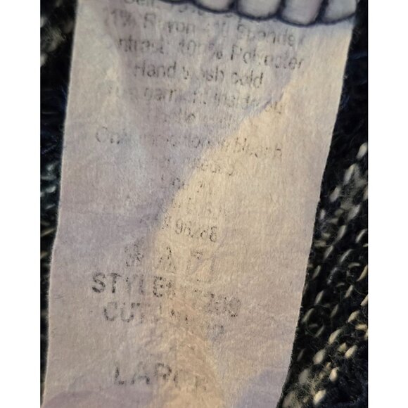 Womens Navy & White Striped Cal Style Sweater Top Button Accents sheer vintage - Picture 7 of 8